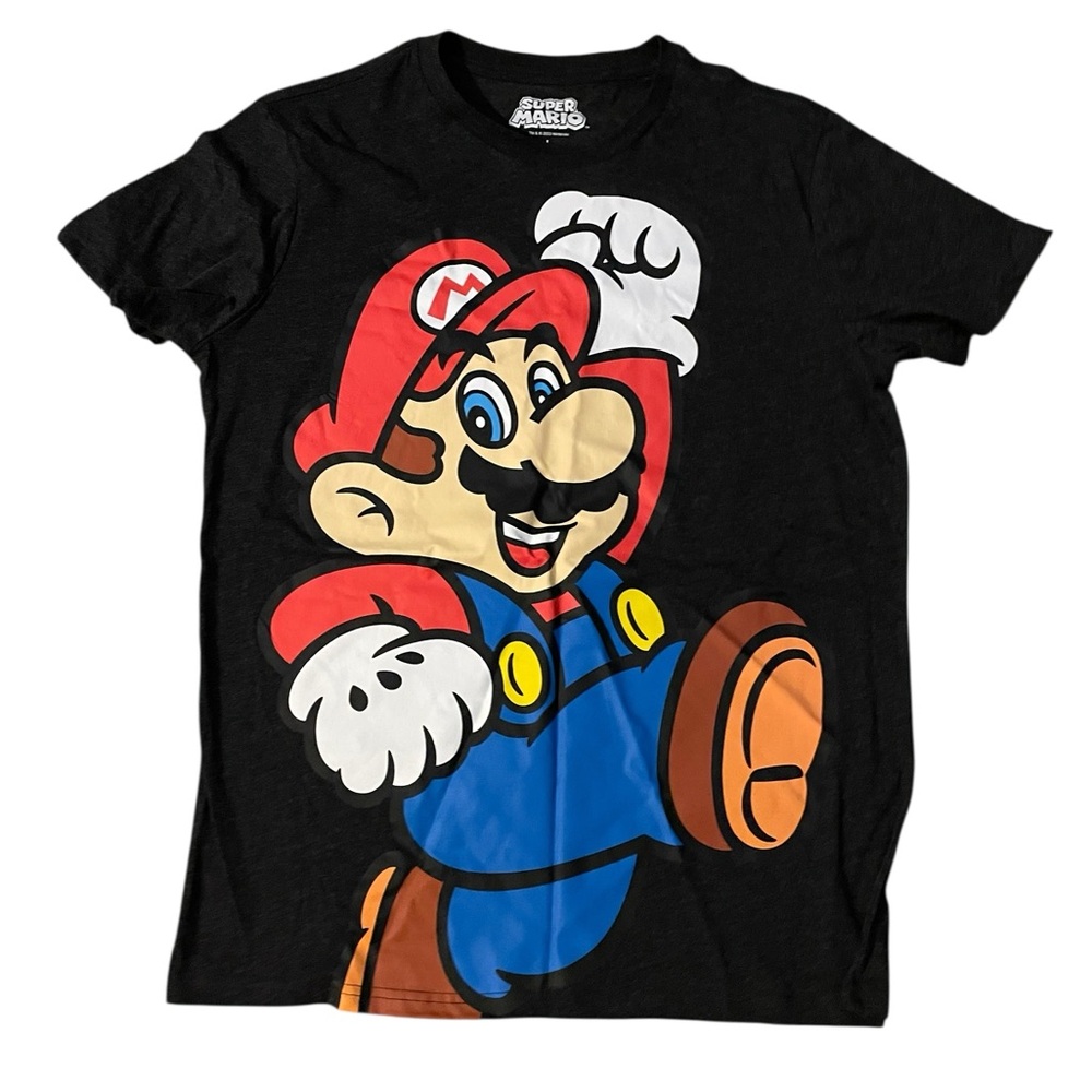 Super Mario Men’s T-Shirt – Dark Gray, Size Large‎ – Classic Nintendo Gamer Tee